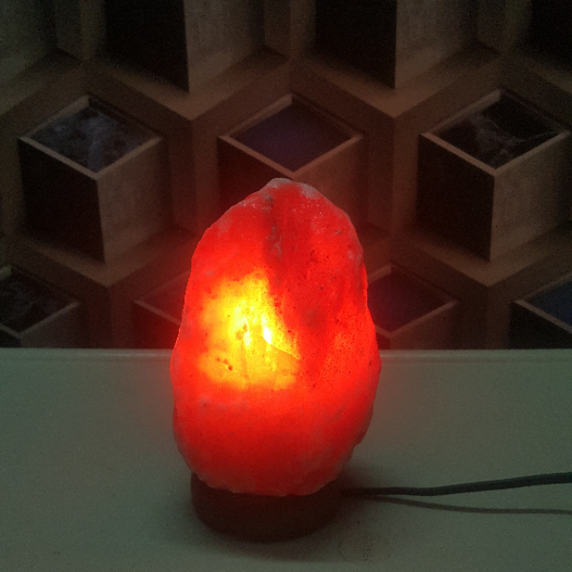 himalayan dark red salt crystal natural lamp with light
