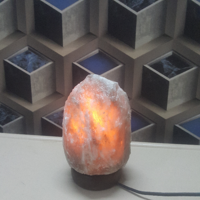himalayan grey salt crystal natural lamp with light