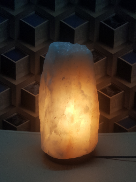 himalayan white salt crystal natural lamp with light