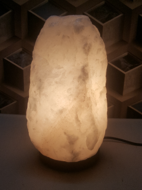 himalayan white salt crystal natural lamp with light