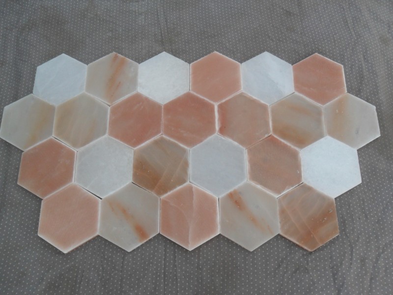 himalayan hexagon tile one side beveled(pink)